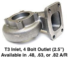 T3 Inlet, 4 Bolt Outlet (2.5")